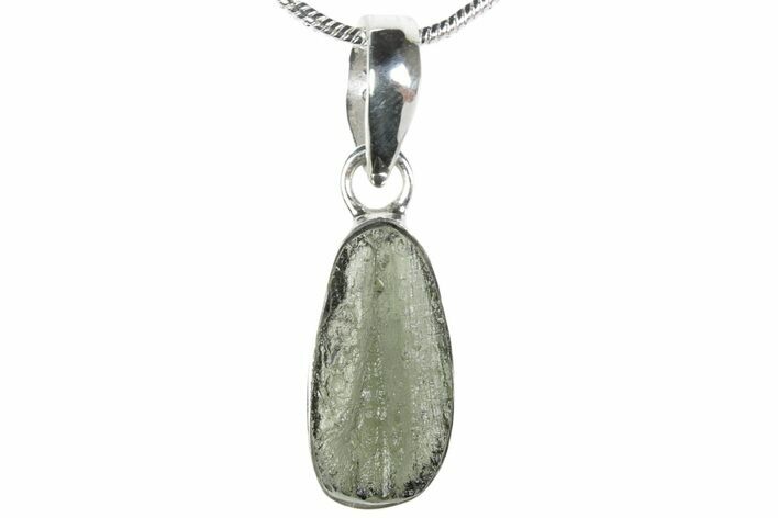 Green Moldavite Tektite Pendant ( g) - Sterling Silver #382695